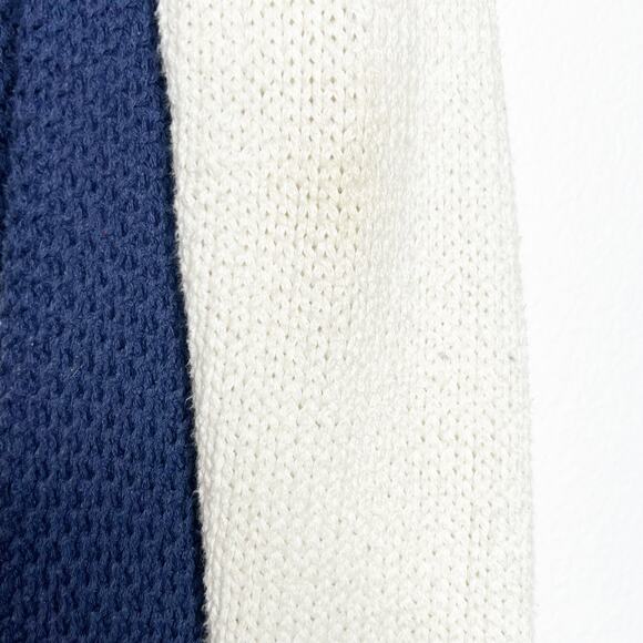 JULIETTE JAKE Asymmetric Hem Cape Cardigan Sweater Color Block Navy White Size S - Picture 6 of 7